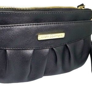 Juicy Couture Black Leather Clutch with Gold Accents